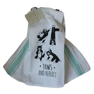 New Black and White Cats in Yoga Poses Paws & Reflect Cat Kitchen Tea Towel Set